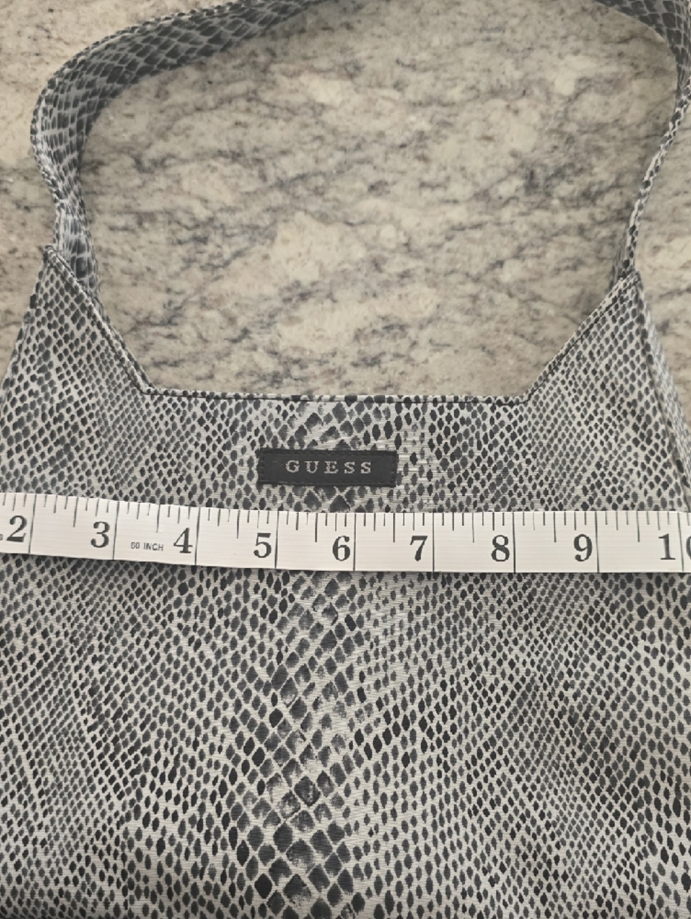 Vintage Guess Y2K Snakeskin Print Canvas Shoulder Bag Grey Black - Picture 5 of 6